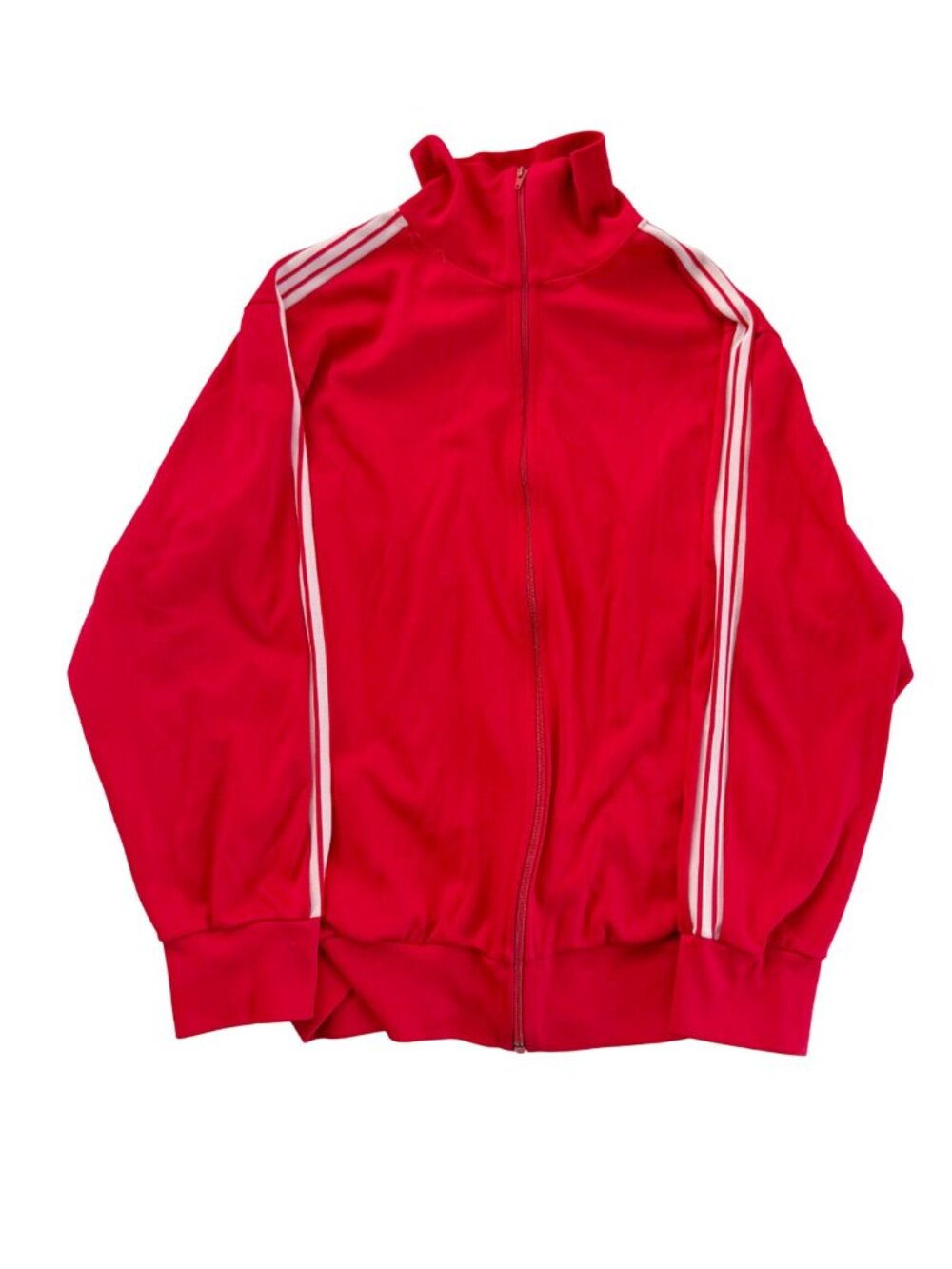 Vintage 80s adidas Originals Red Full Zip Track Jacket - Classic 3-Stripes L